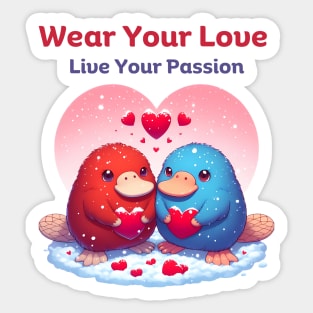 Double the Love Platypus Pairs on Valentine's Day Sticker